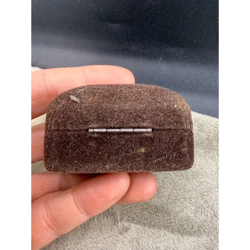 Vintage Dotson Jewelry Presentation Box Brown Velvet Hinged Small 2.5